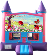 Ladybugs and Flowers- 15x15 Pink Ladybugs and Flowers- 15x15 Pink