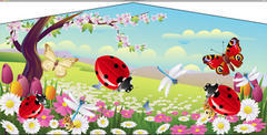 Lady Bugs and Flowers- 15x15 Lady Bugs and Flowers- 15x15