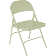 Chair- Beige Metal Folding Chair- Beige Metal Folding