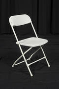 Chairs- White Plastic with Aluminum Framing Chairs- White Plastic with Aluminum Framing